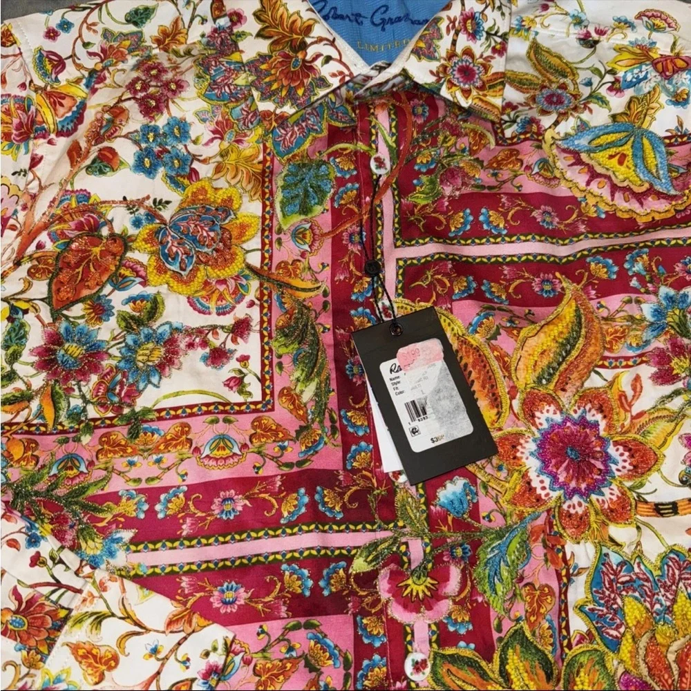 Robert Graham Multicolor  GIVERNY FLOWERS LIMITED EDITION Sz L $398 NWT - Picture 8 of 16